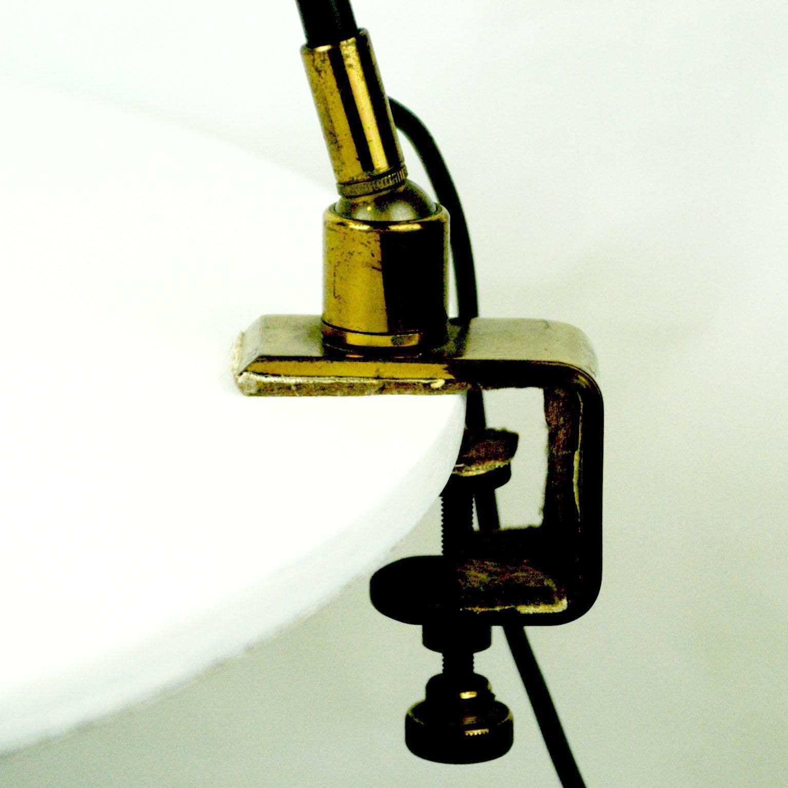 Italian Midcentury Black And Brass Adjustable Clamp Desk Lamp By Stilnovo photo vinterior