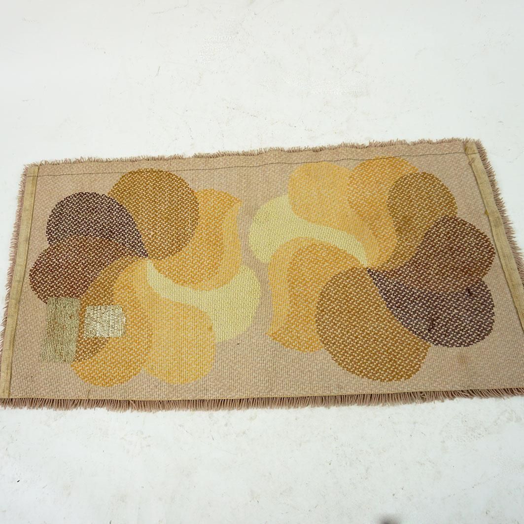 Vintage Brown And Yellow Flower Wool Rug By Desso, Netherlands, 1970s photo furniture