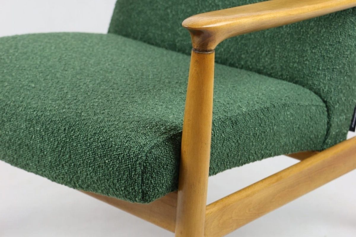 Gfm 64 Armchair, Designed By Edmund Homa From The 70s, Green Boucle photo vintage