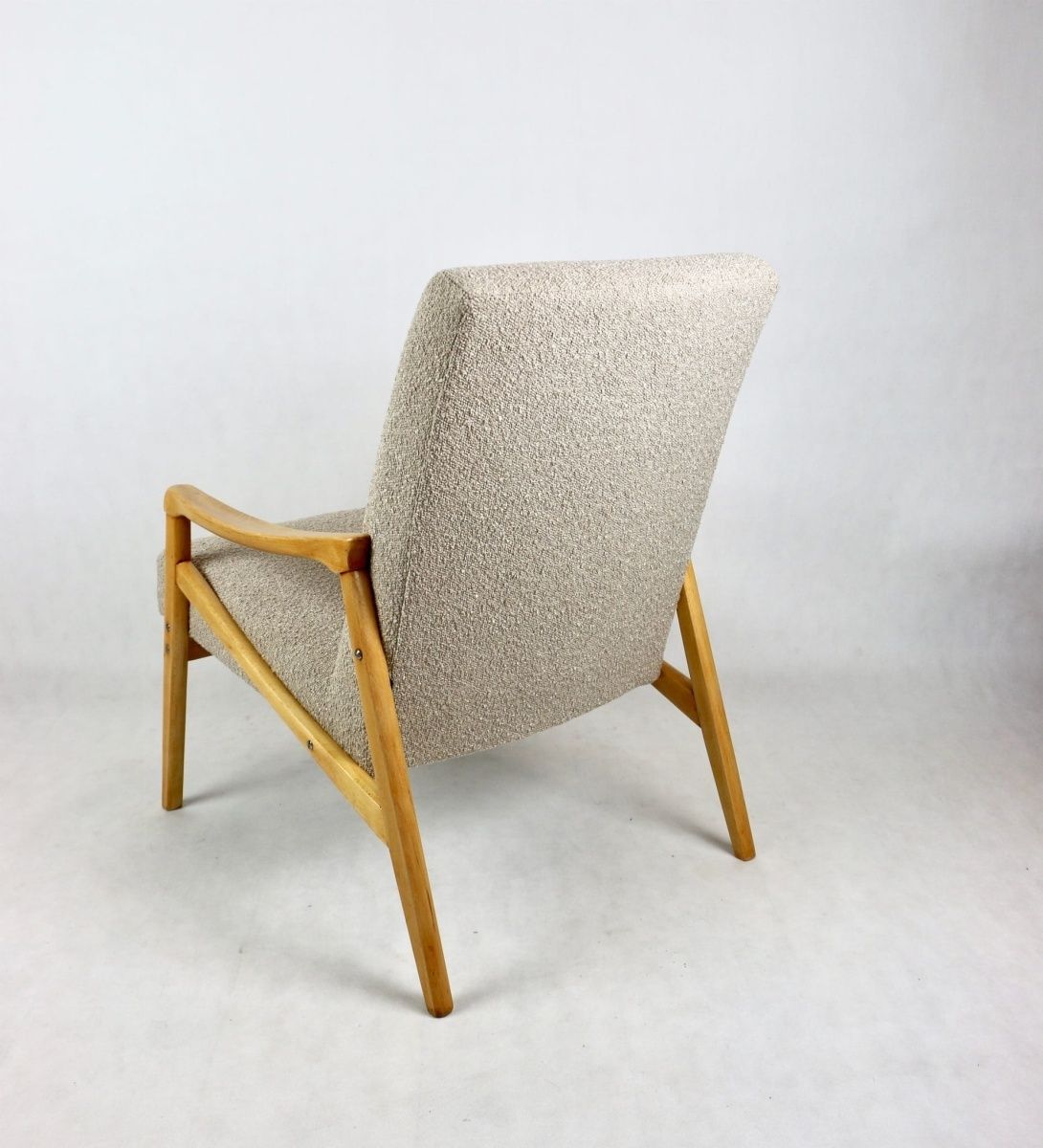 Armchair Czech Design Jiri Jiroutek Art Deco Vintage Loft 70s Beige Boucle photo vinterior