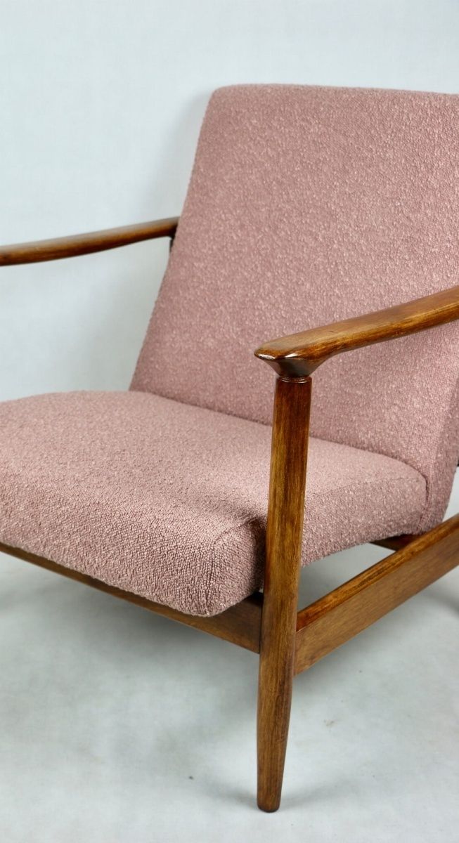 Gfm 142 Armchair, Designed By Edmund Homa From The 70s, Pink Boucle   2 Pcs Available photo furniture