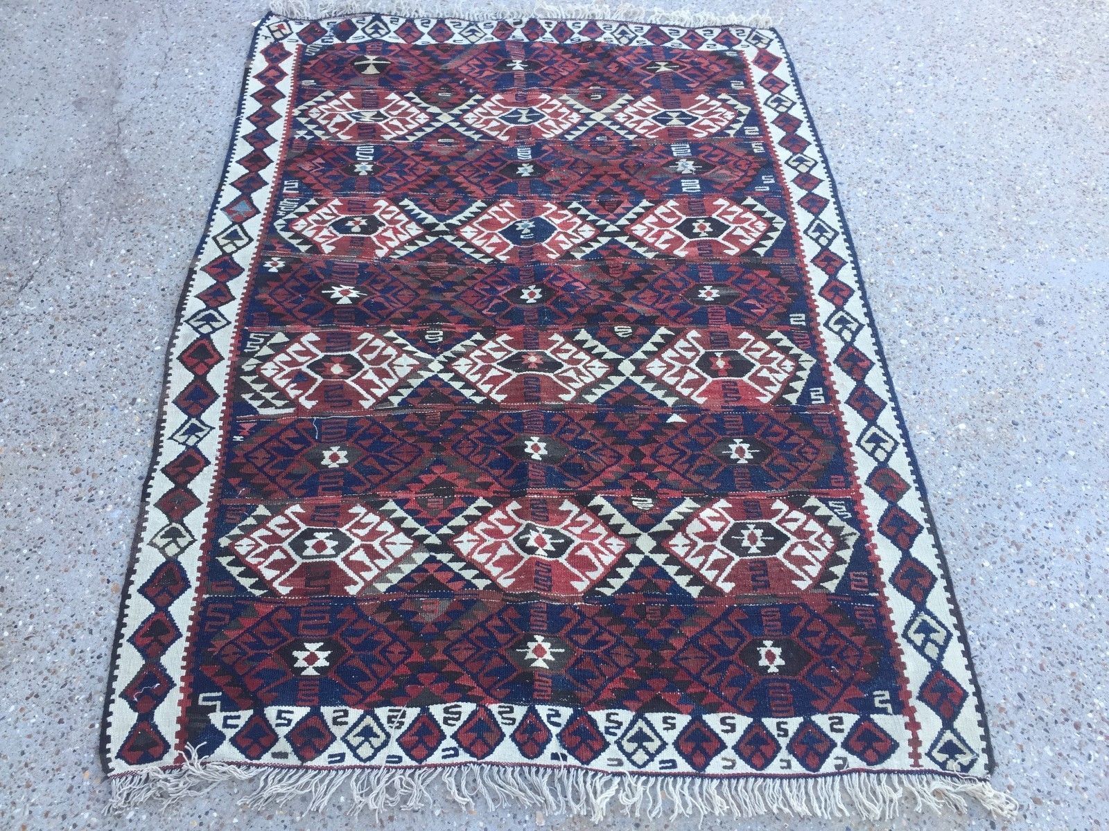 Antique Turkish Kilim Rug 182x130cm Shabby Vintage Old Wool Country Home Kelim photo vinterior