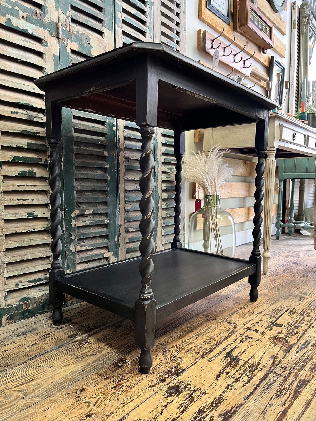 Hand Painted Distressed Black Hall Table
