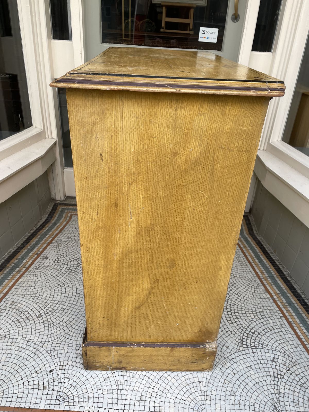 895.0 Victorian Pine Faux Wood Painted Chest Of Drawers photo