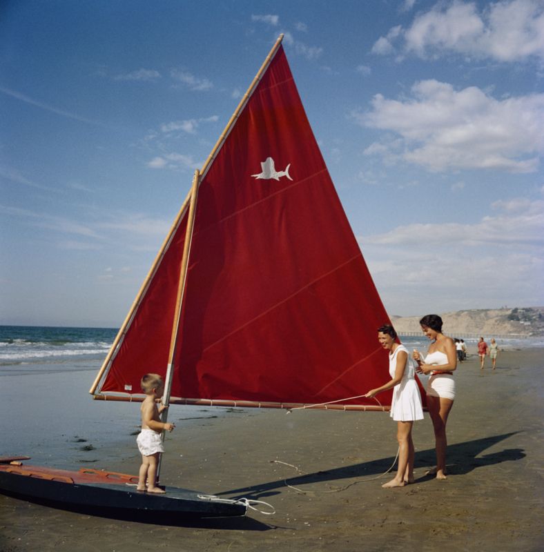 Slim Aarons 'Sailboat In San Diego' Framed White