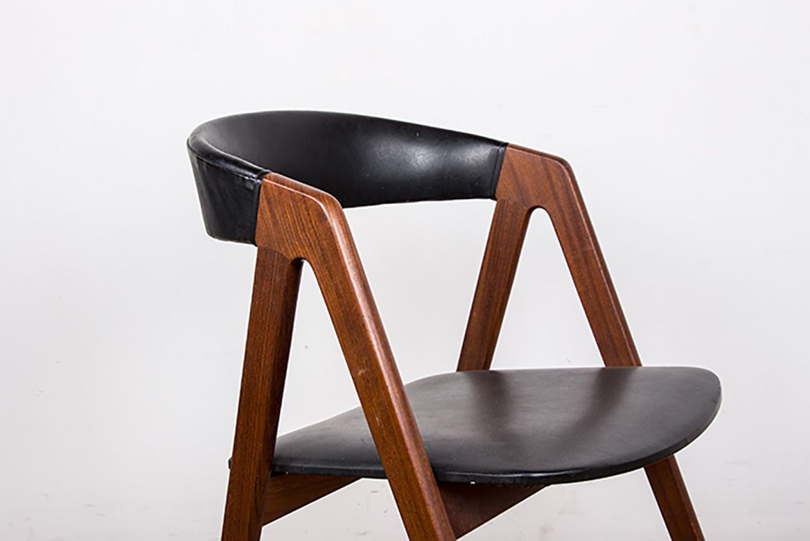 Set Of 4 Danish Chairs In Afrormosia And Skai Model 205 By Thomas Harlev For Farstrup Stolefabrik 1958. photo furniture