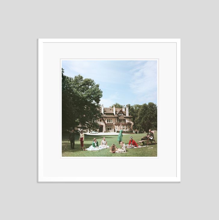 Slim Aarons 'French Stately Home' Framed White photo furniture