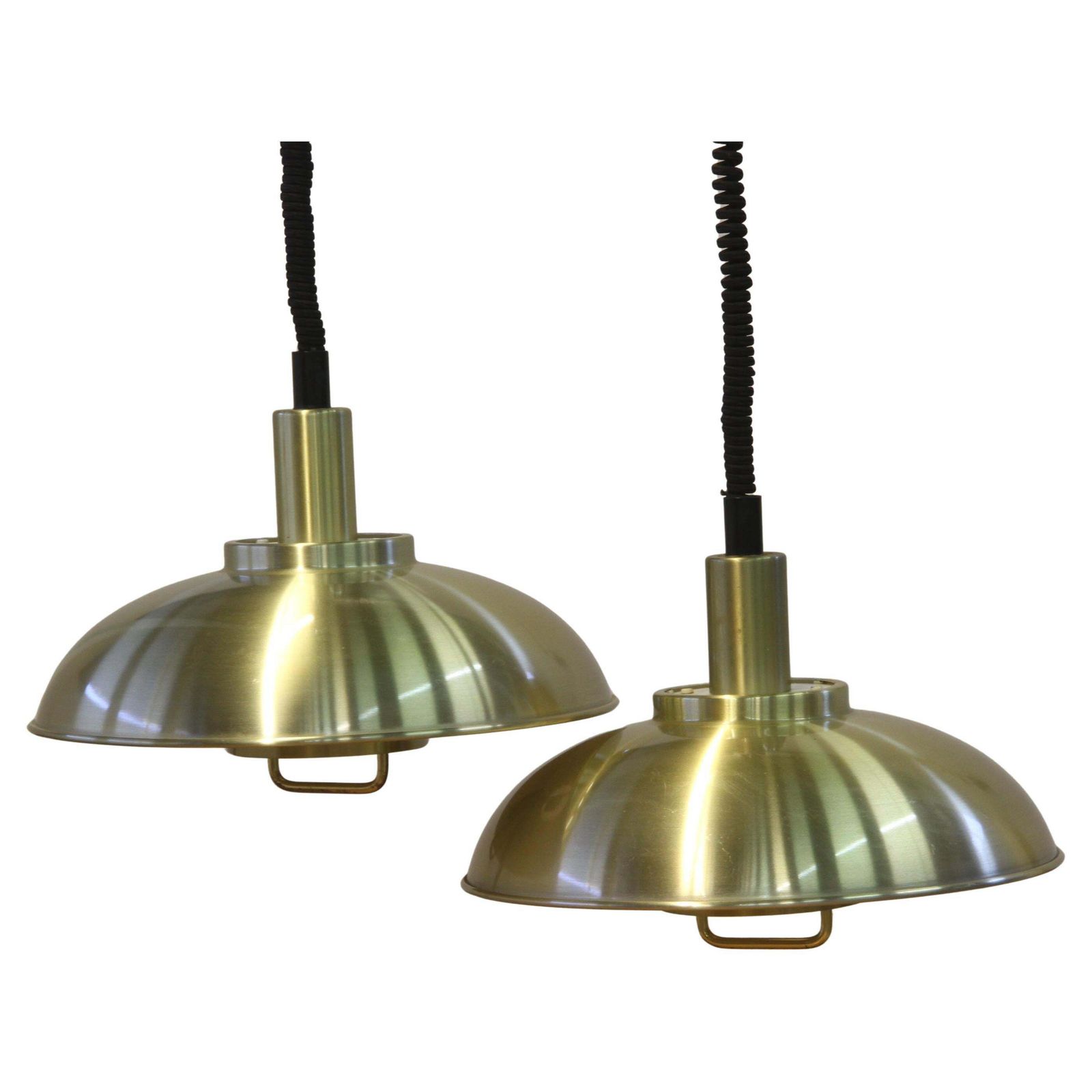 Danish Pair Of Brass Color Hanging/Ceiling Lamp Tttributed To Company Frandsen 1