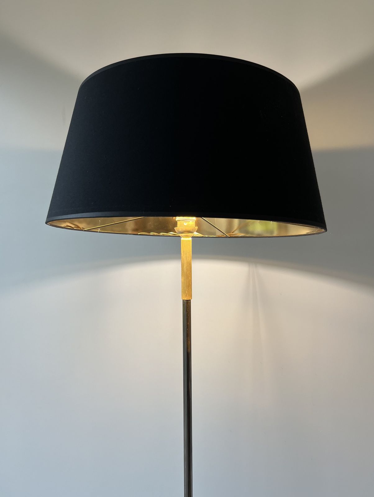 Designer Floor Lamp In Brass And Gunmetal Patina photo Lighting