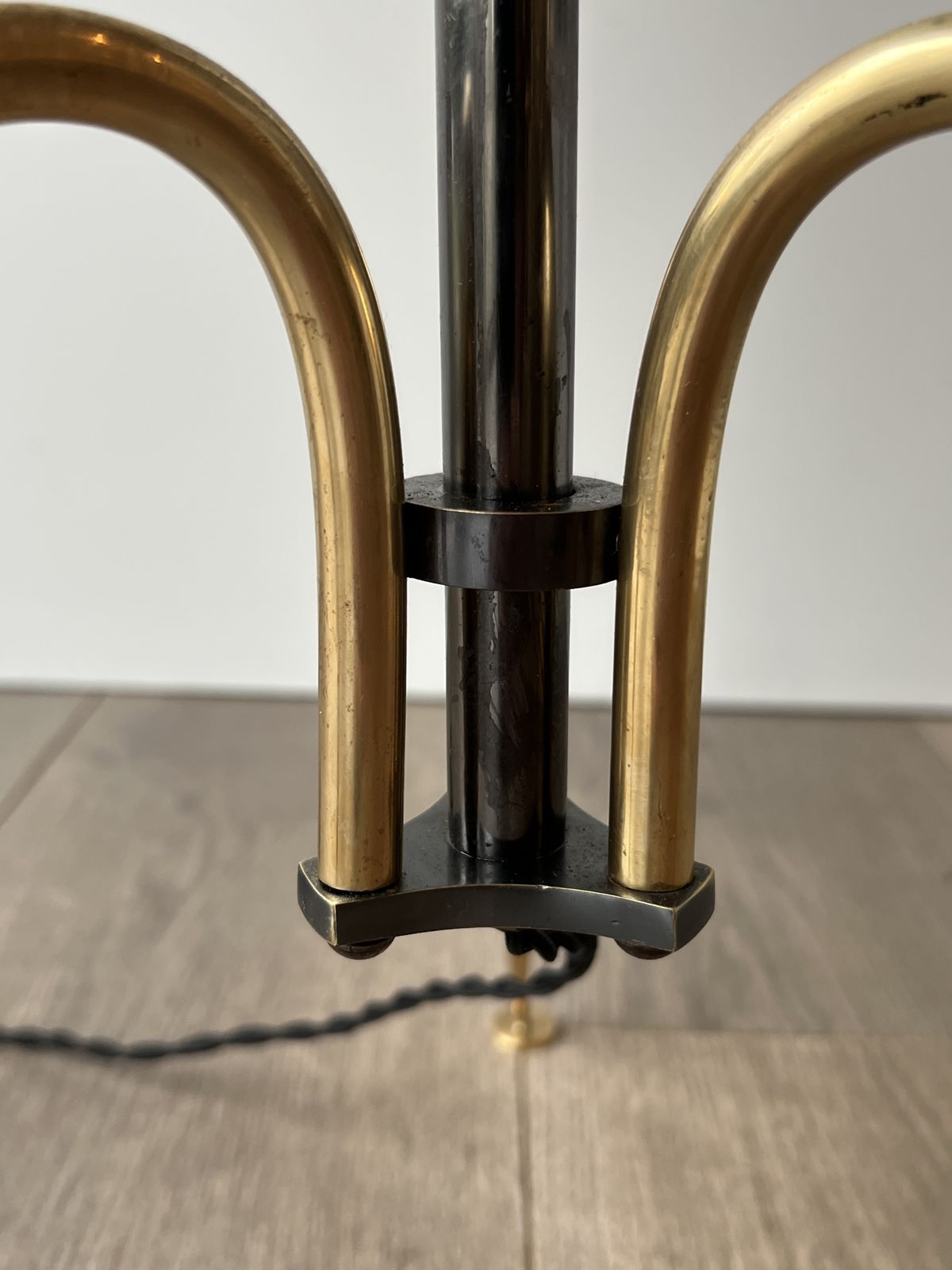 photo furniture Designer Floor Lamp In Brass And Gunmetal Patina
