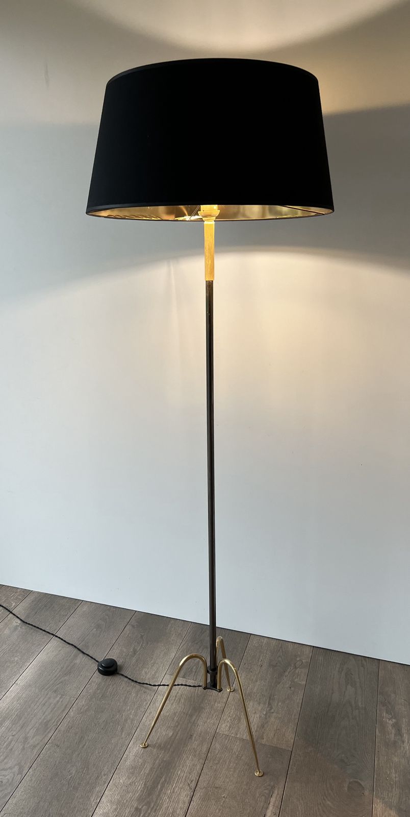 Lighting Designer Floor Lamp In Brass And Gunmetal Patina photo