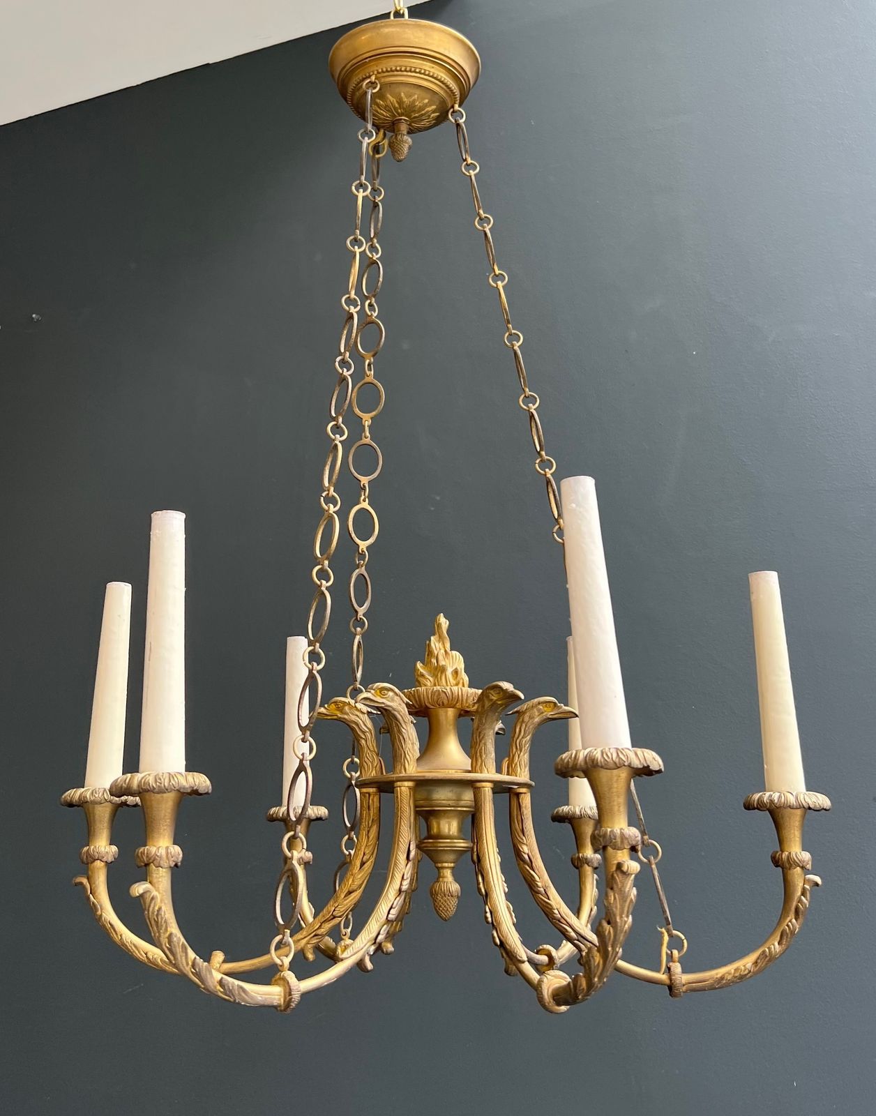 Lighting Empire Style Bronze Chandelier With Golden Eagle Heads And Flame photo