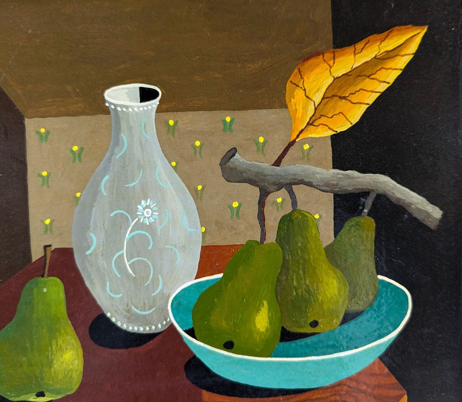 photo furniture Oil Painting Pears & Glass Vase