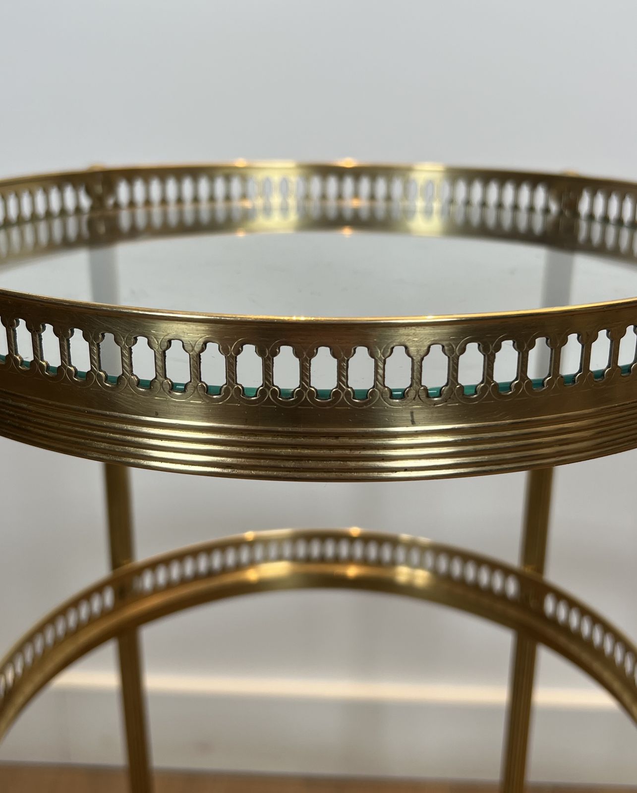 photo furniture Pair Of Round Rolling Tables With Removable Top Trays From Maison Jansen