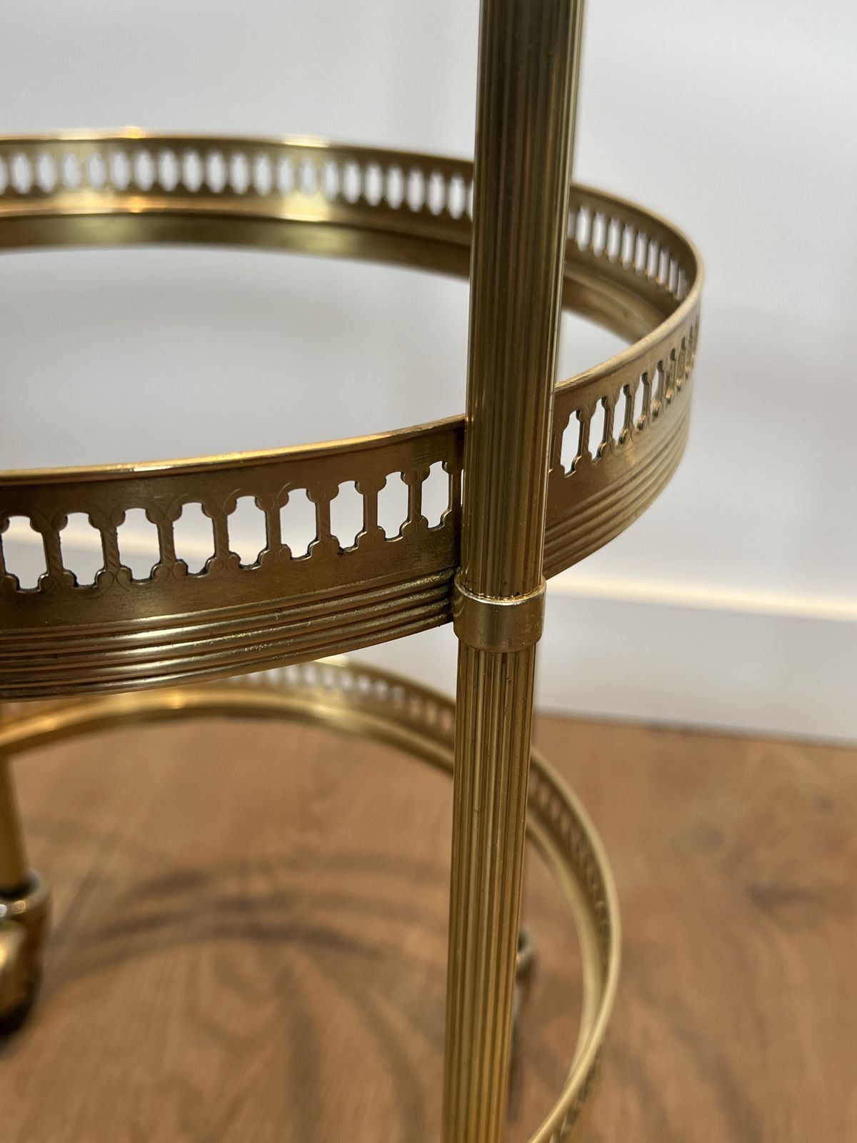 photo for sale Pair Of Round Rolling Tables With Removable Top Trays From Maison Jansen