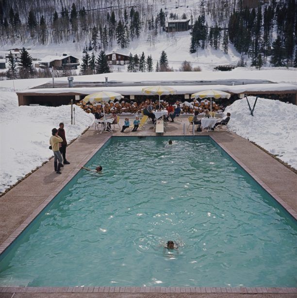 Slim Aarons 'Snow Round The Pool' Framed White