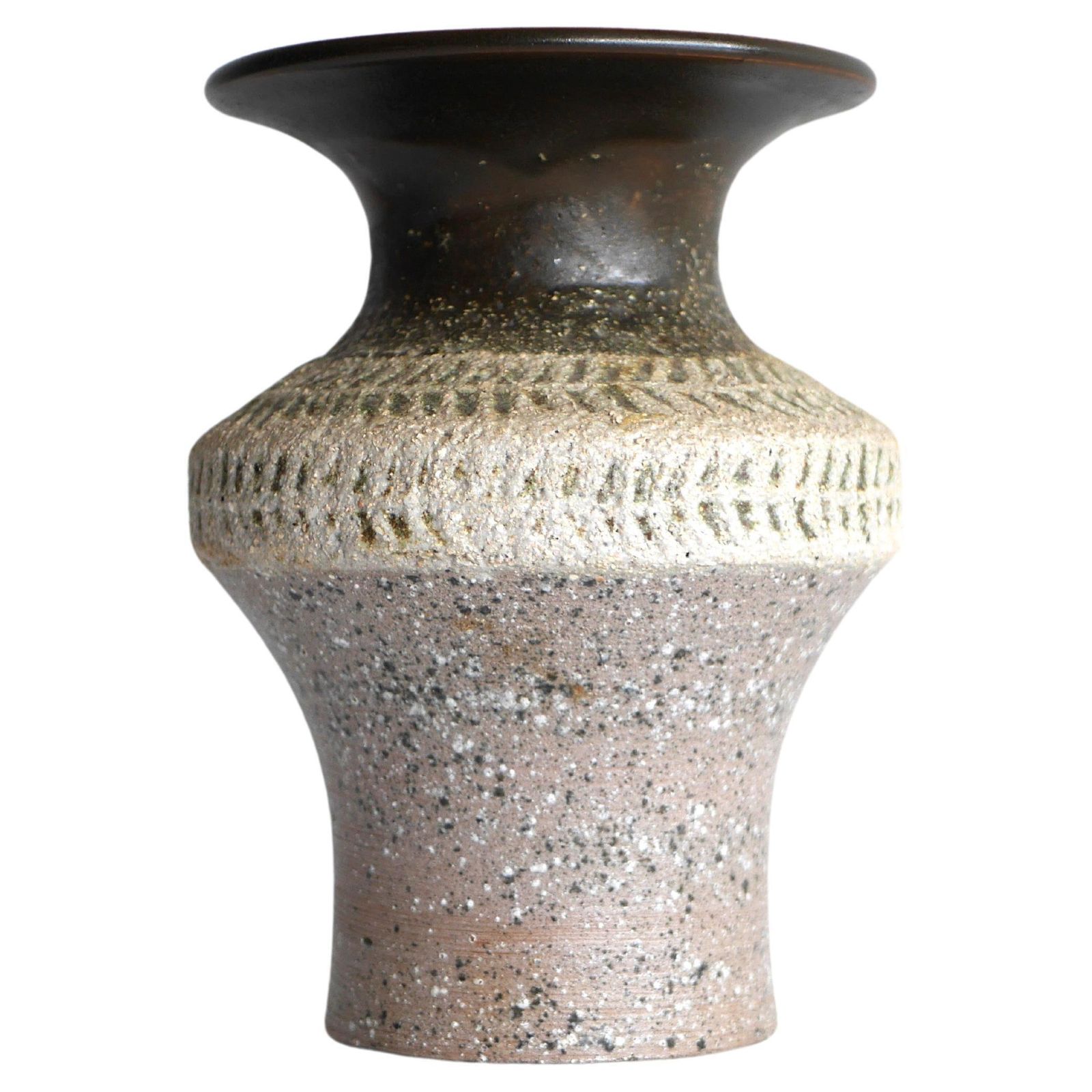 Mid Century Modern Scandinavian Brutalist Art Pottery Vase, Nittsjö Sweden