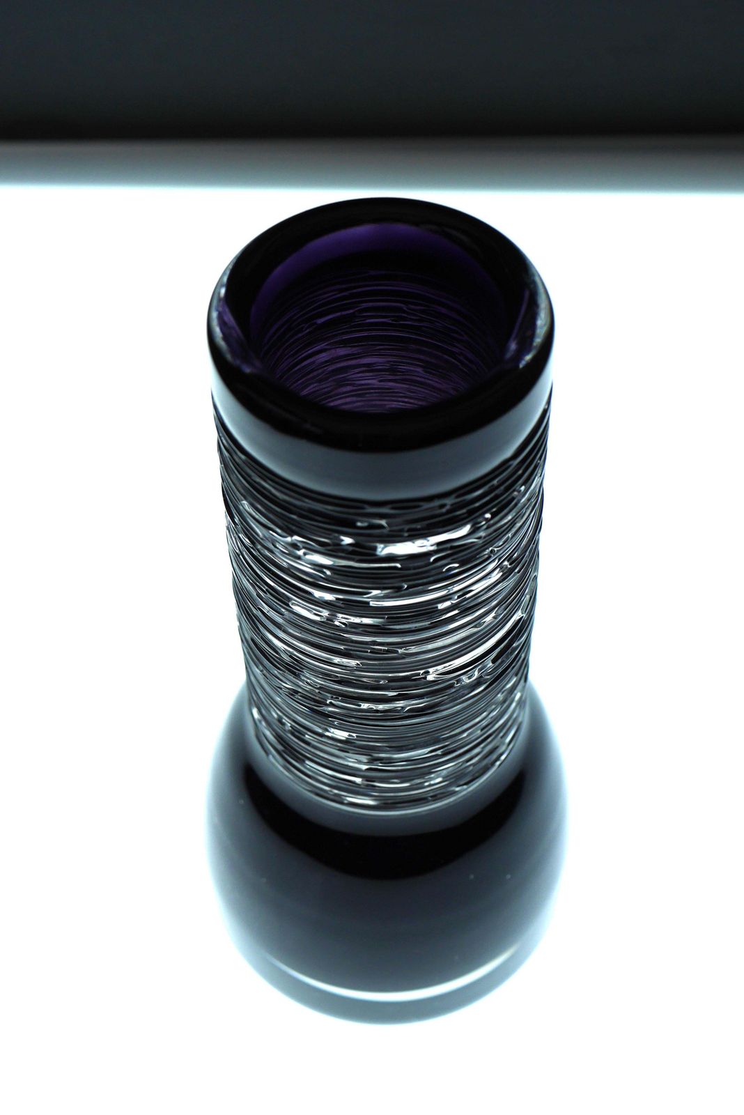 225.0 Purple Glass Vase By Bengt Edenfalk For Skruf, Sweden, 1970s, Signed And Dated photo