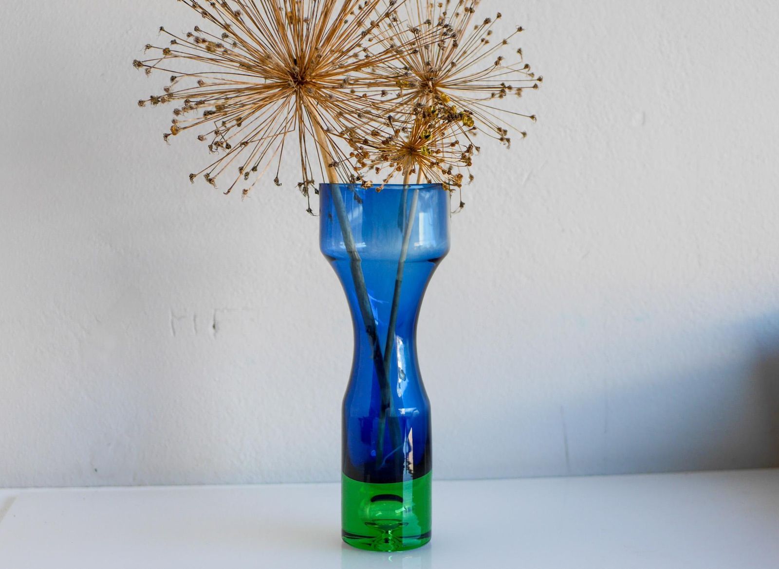 Blue And Green Glass Vase By Bo Borgström For åseda, Sweden photo furniture