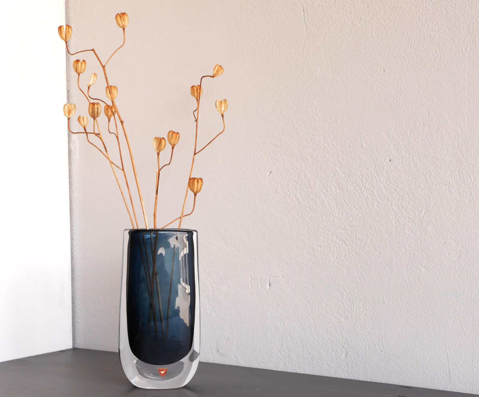 Nils Landberg Glass Vase And Bowl "Midnight Blue Dusk" For Orrefors, Sweden photo vinterior
