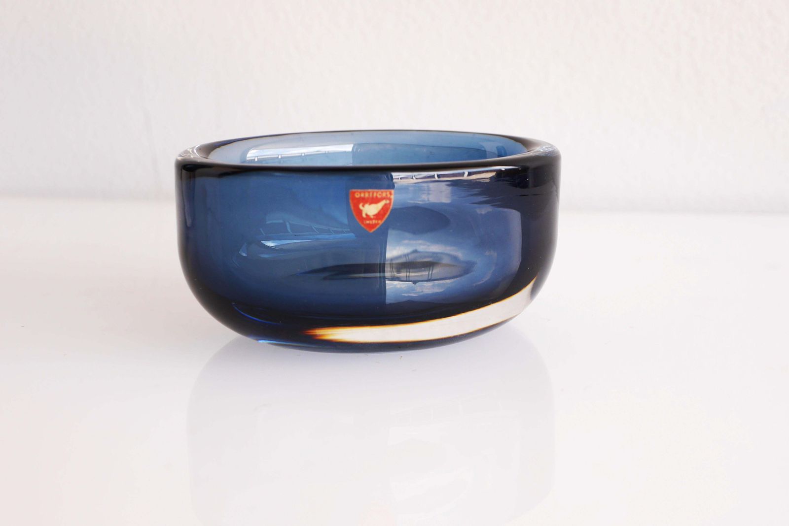 544.0 Nils Landberg Glass Vase And Bowl "Midnight Blue Dusk" For Orrefors, Sweden photo