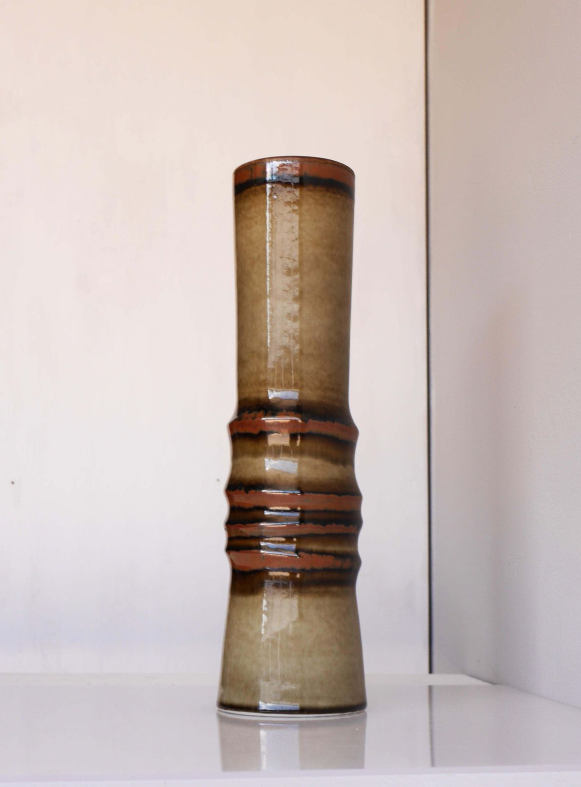 Zeer Grote Mid Century Modern Keramische Vaas, "Bamboo", Door Alberius, Zweden photo 501.0