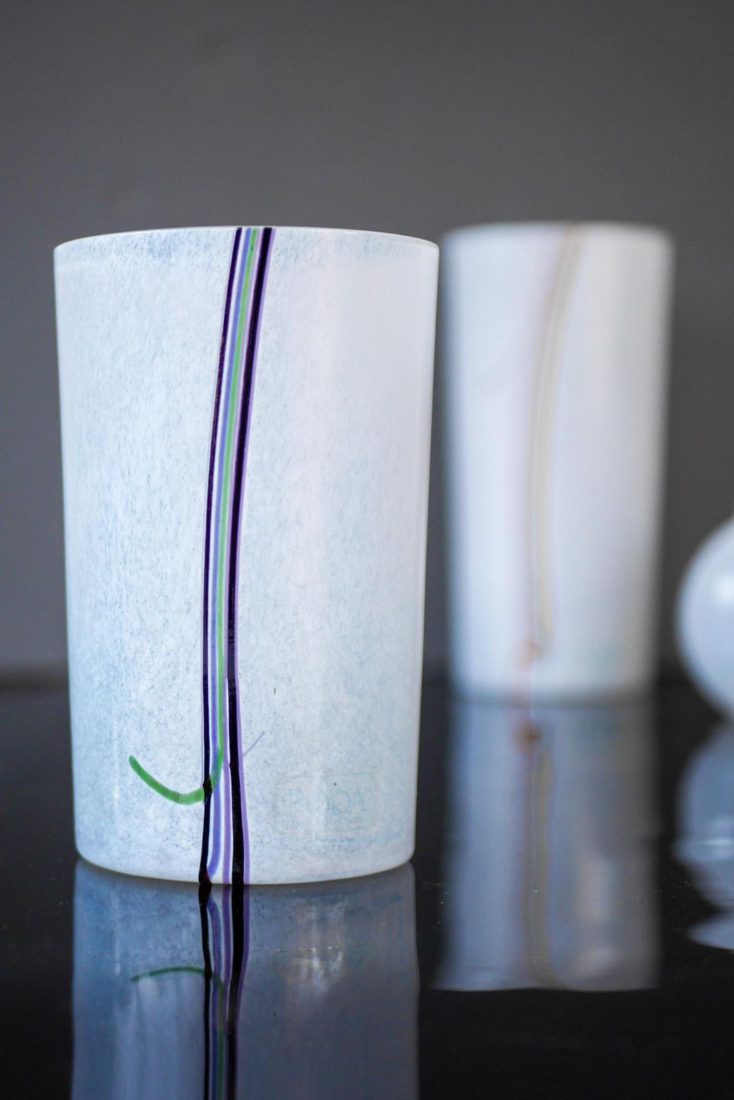 331.0 A Trio Glass Vases Rainbow Handmade And Signed By Bertil Vallien For Boda Sweden photo