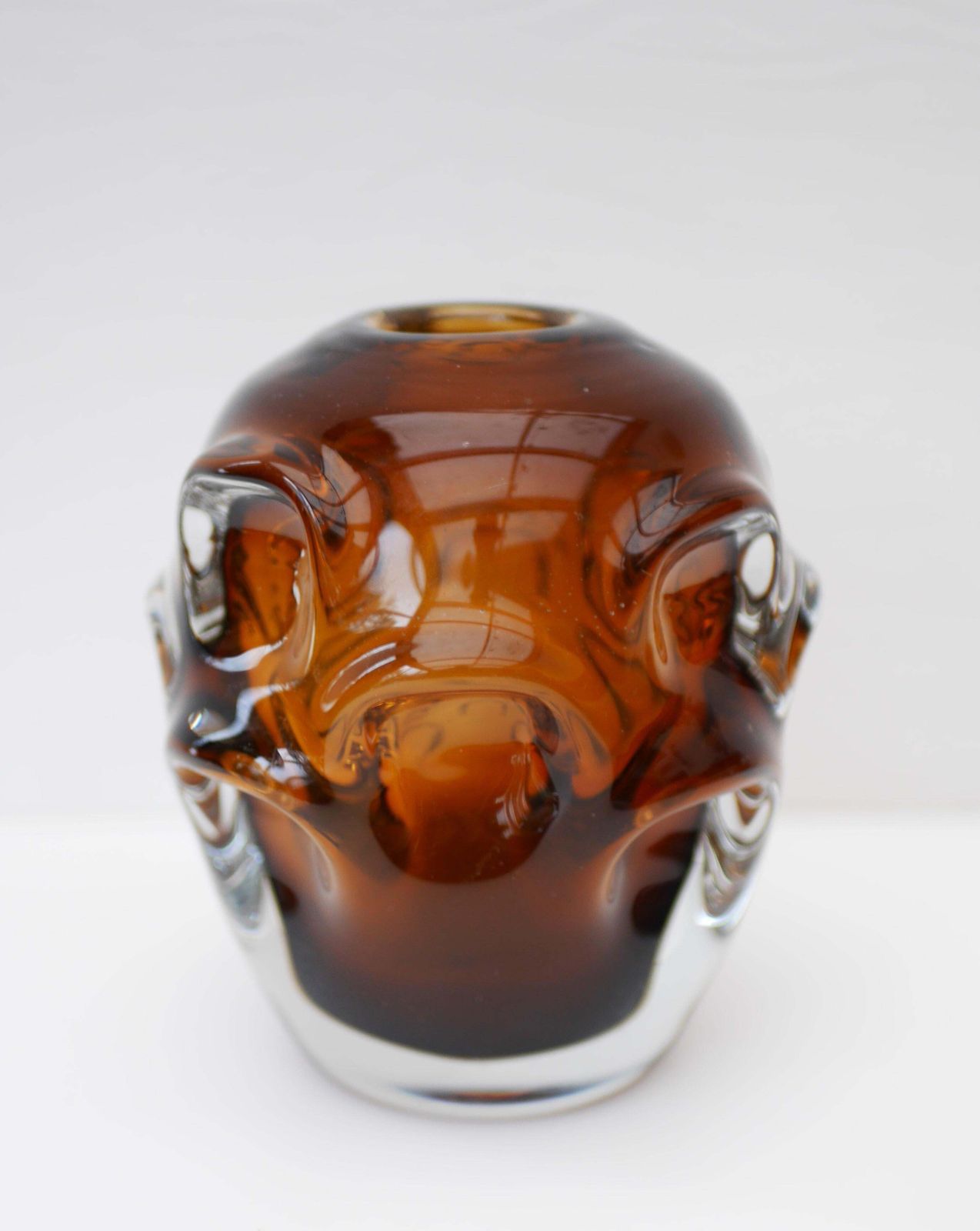 Scandinavisch Modern Donkeramberen Kunstglazen Vaas Van Augustsson Voor åseda, Zweden photo Woonaccessoires