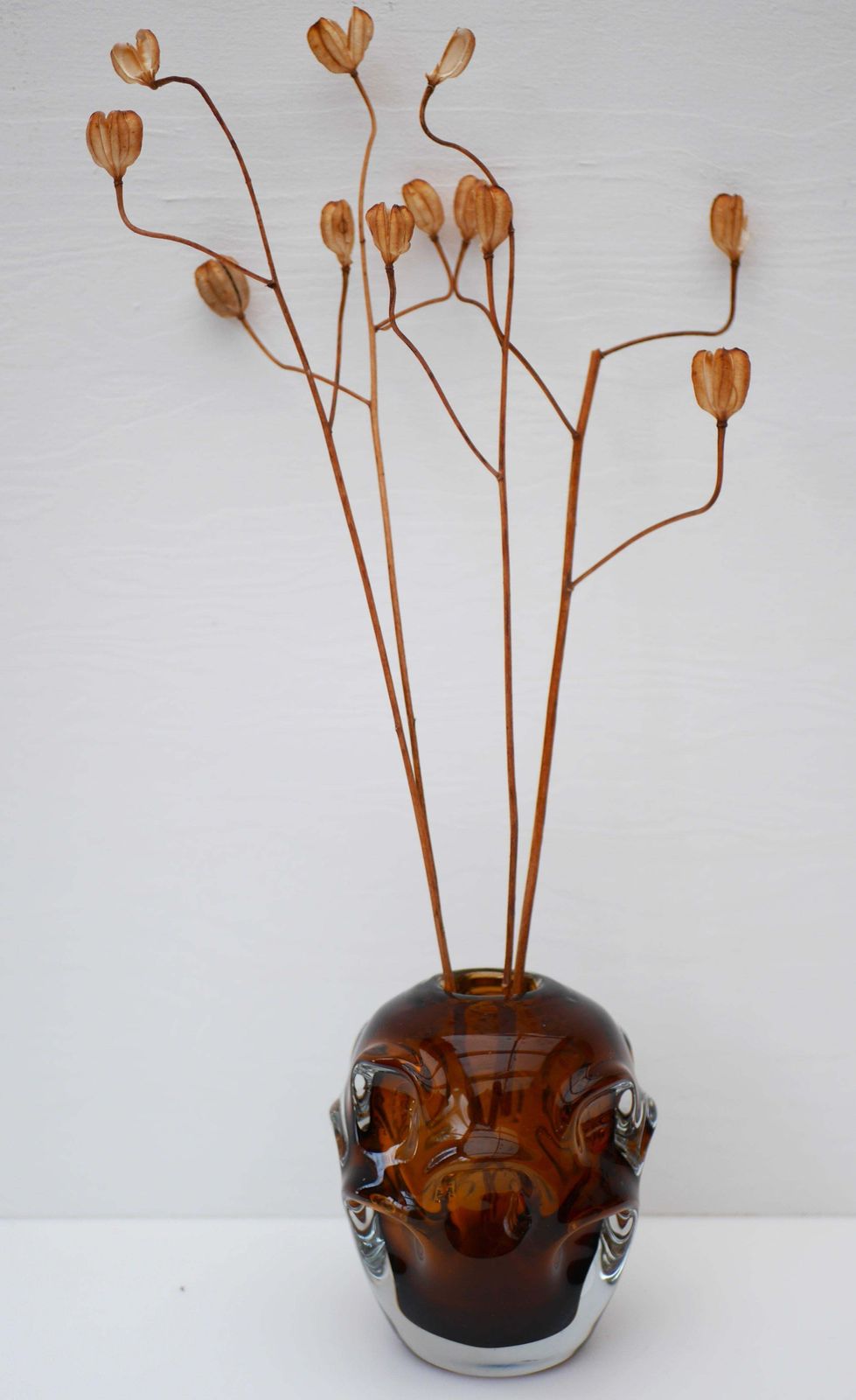 photo for sale Scandinavian Modern Dark Amber Art Glass Vase By Augustsson For åseda, Sweden