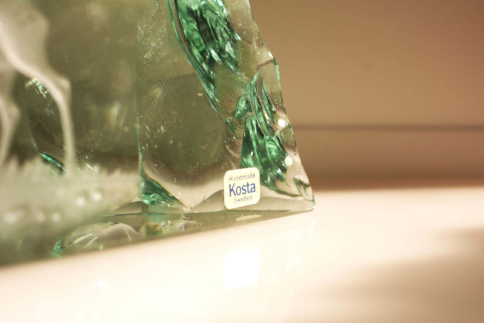 Crystal Glass Paper Weight Made And Signed By Vicke Lindstrand For Kosta Sweden photo vintage