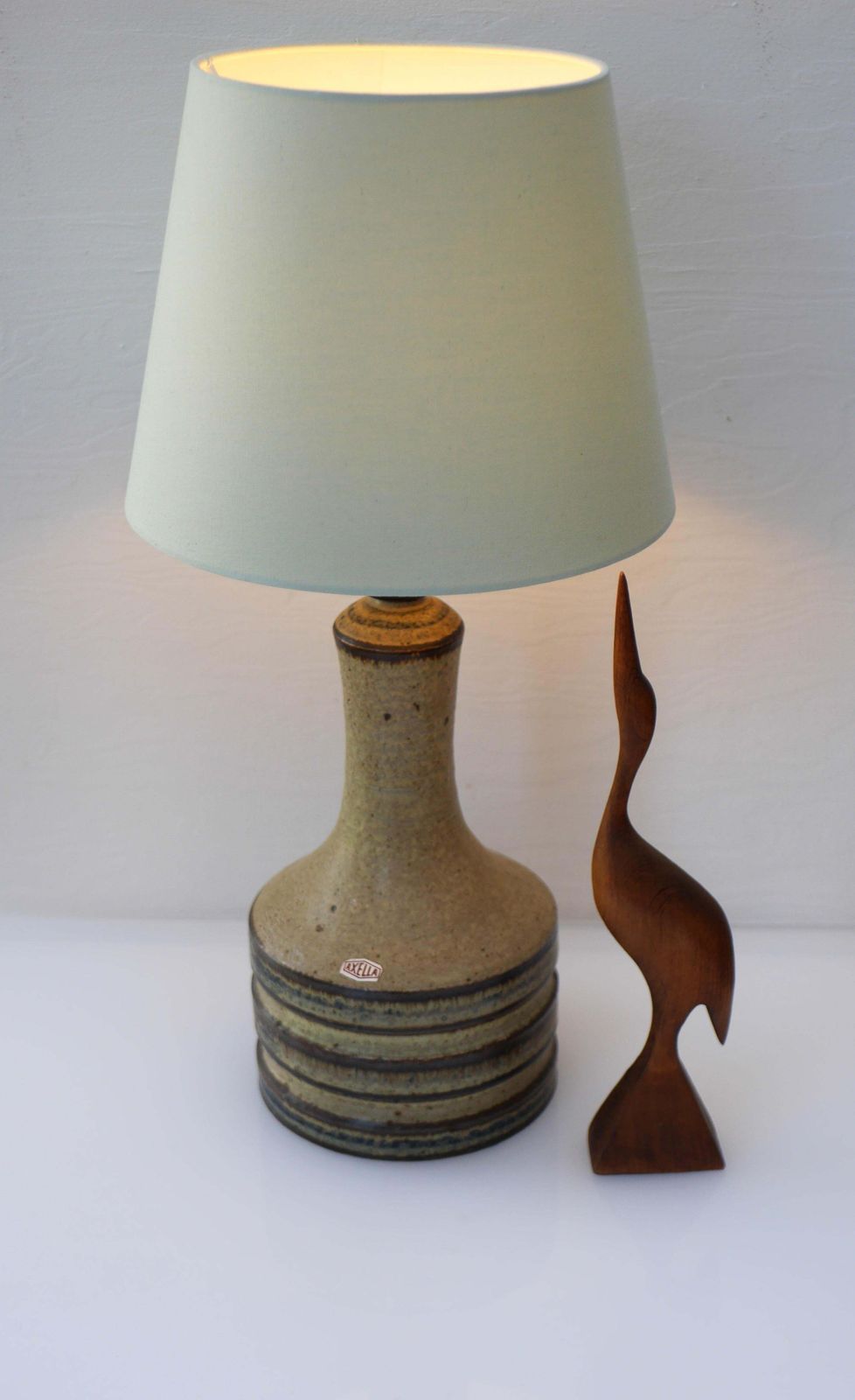 Mid Century Modern Keramische Grote Tafellamp Van Axella, Denemarken photo for sale