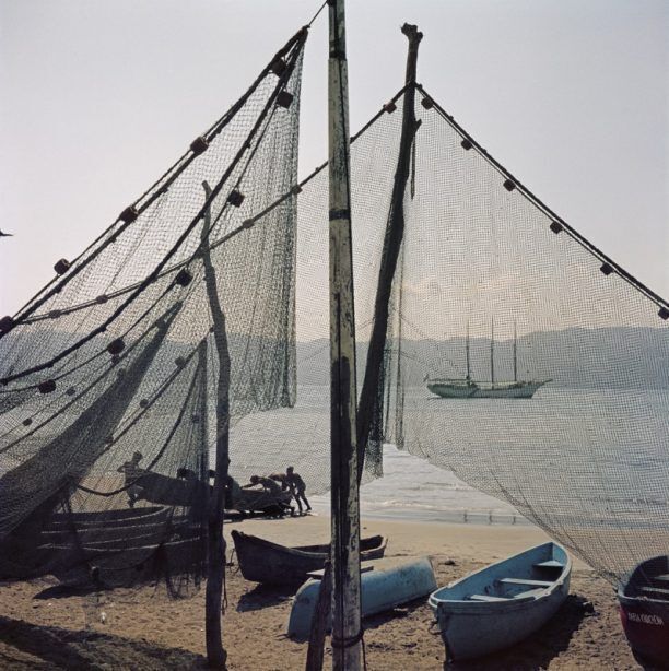 Slim Aarons 'Fishing Boats' Framed White