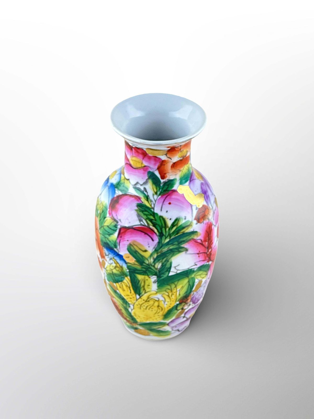 Mid 20th Century Small Chinese Mille Fleur Porcelain Baluster Vase photo for sale