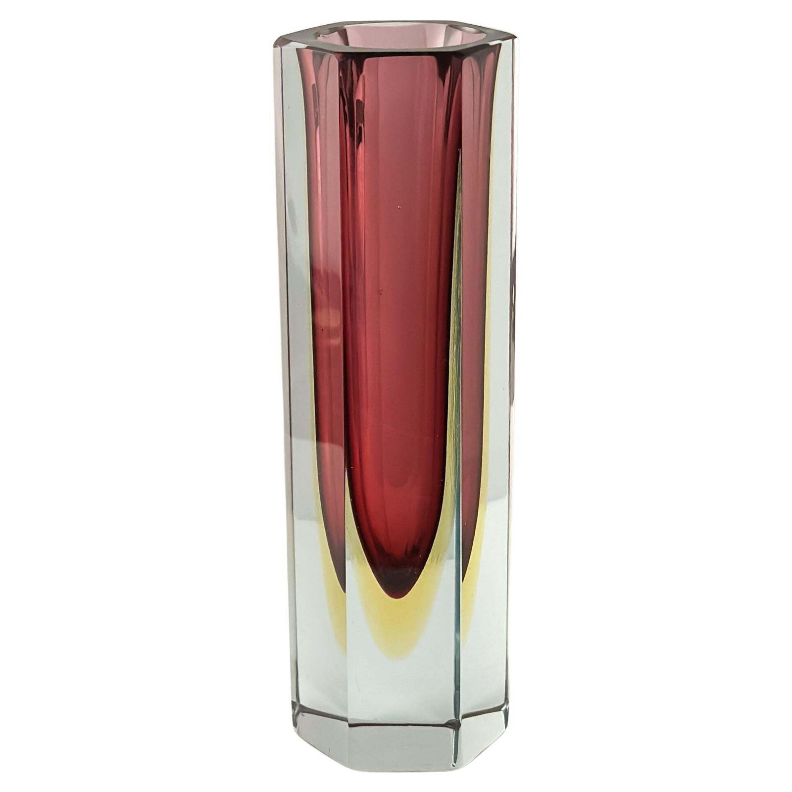 1960s Murano ‘Sommerso’ Hexagonal Vase By Luigi Mandruzzato