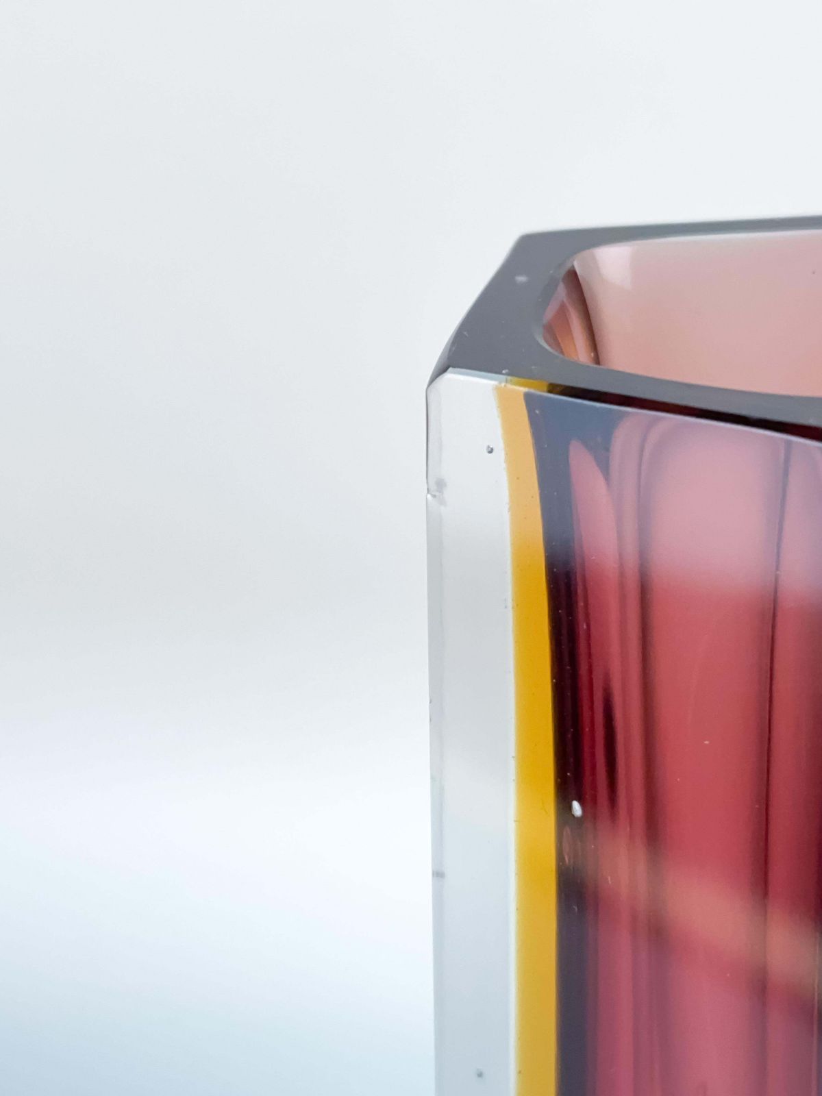 1960s Murano Faceted Sommerso Vase In Red And Yellow By Mandruzzato photo for sale