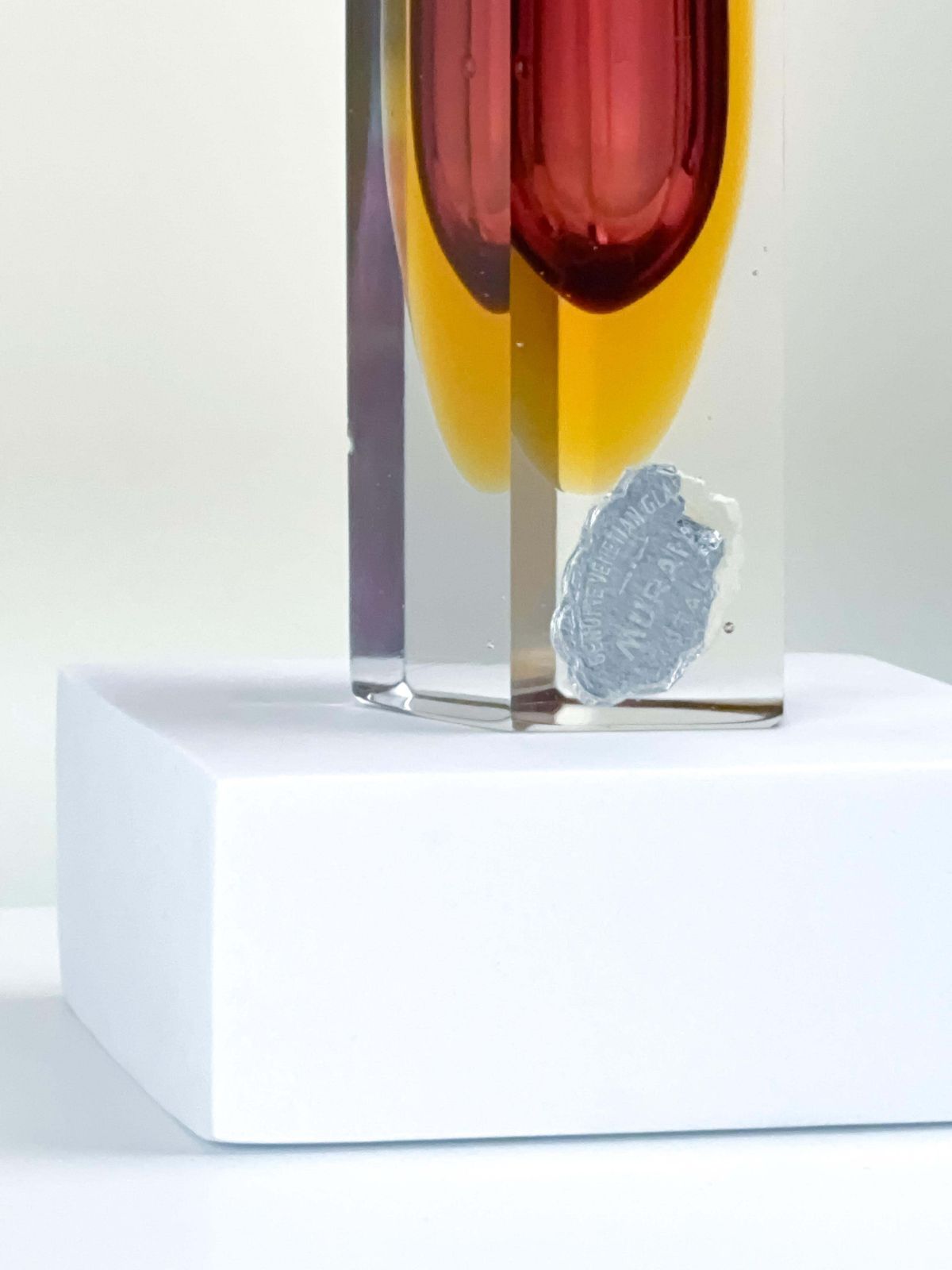 1960s Murano Faceted Sommerso Vase In Red And Yellow By Mandruzzato photo 150.0