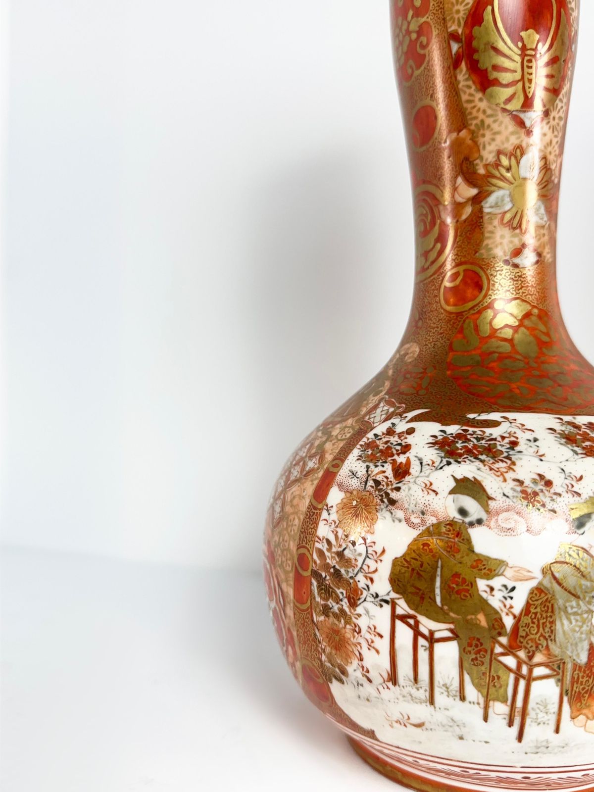 Japanese Kutani Gourd Vase, Late Meiji Period, Matching Pair photo vinterior