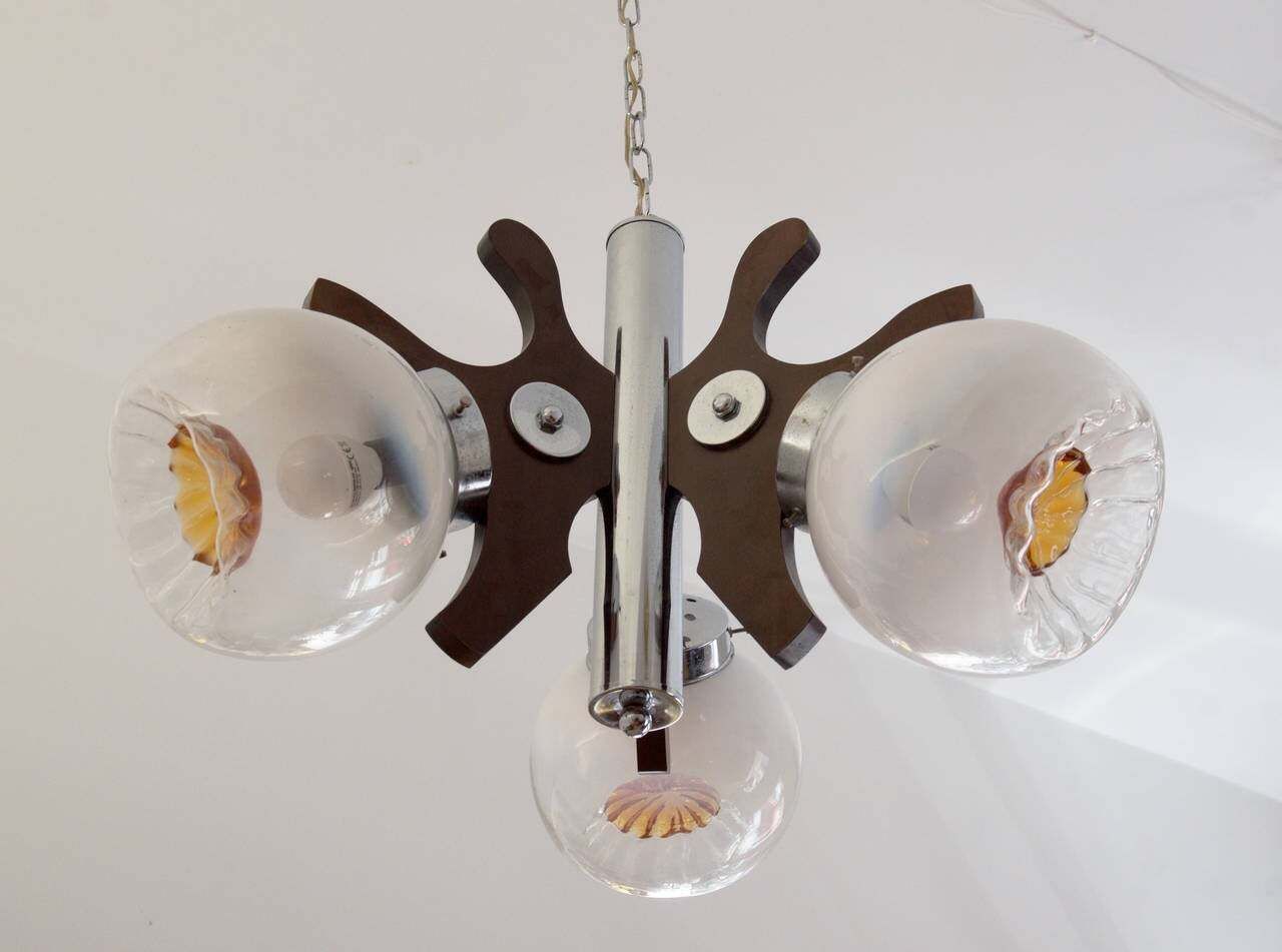 Three Mazzega Globes Murano Chandelier photo for sale