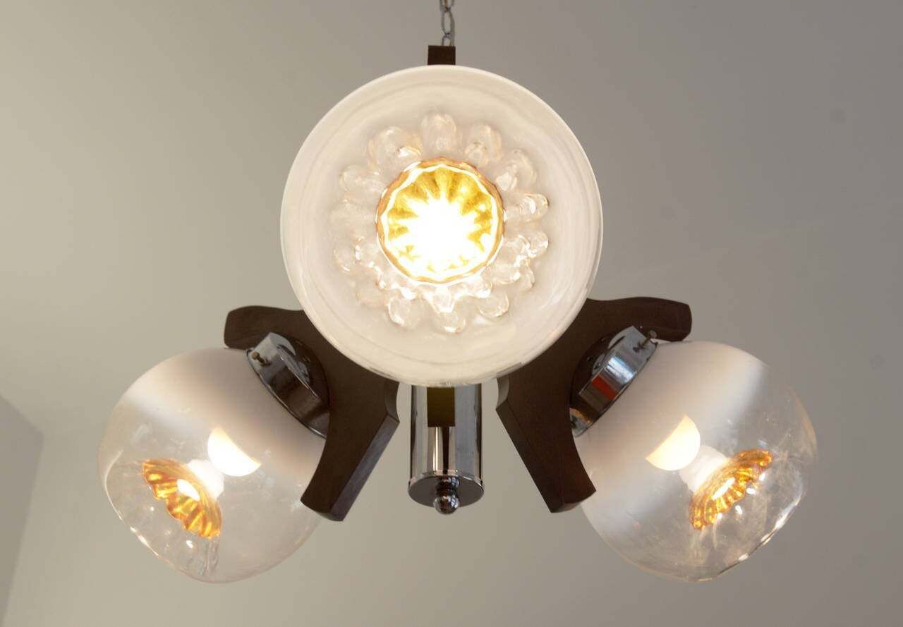 Three Mazzega Globes Murano Chandelier photo vinterior