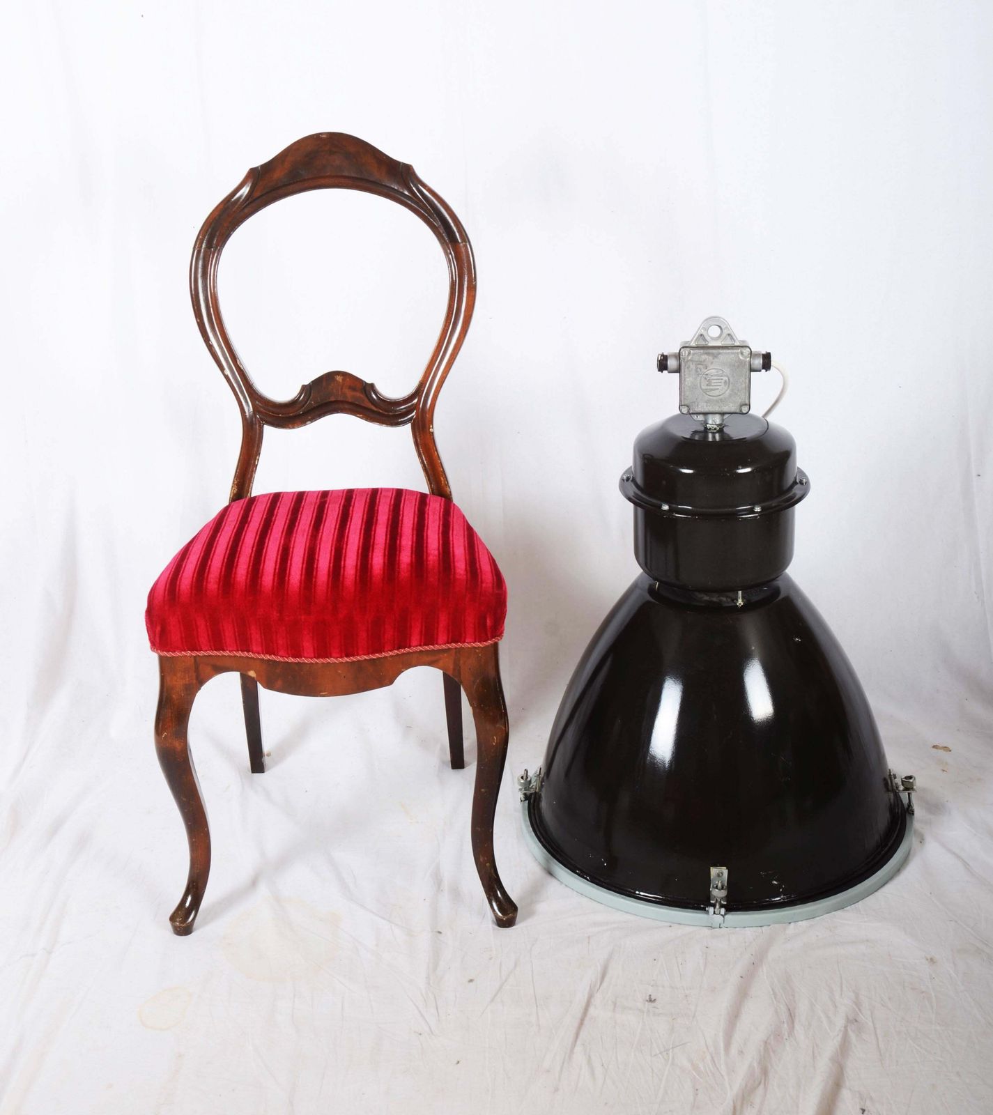 Large Black Czech Factory, Industrial Pendant Lamp photo furniture