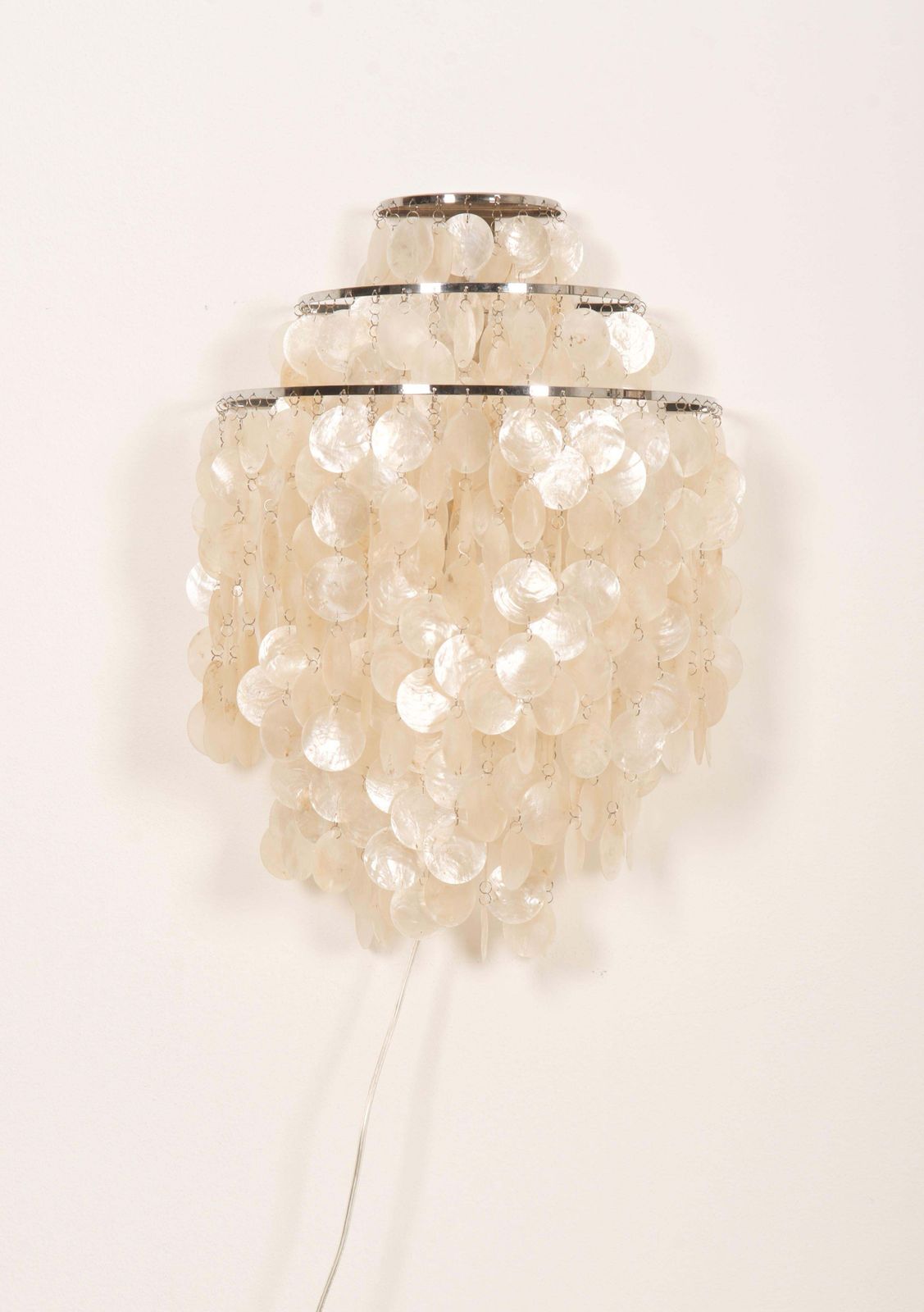 Verner Panton Fun 1 Dm Capiz Shell Sconce Wall Light photo vintage