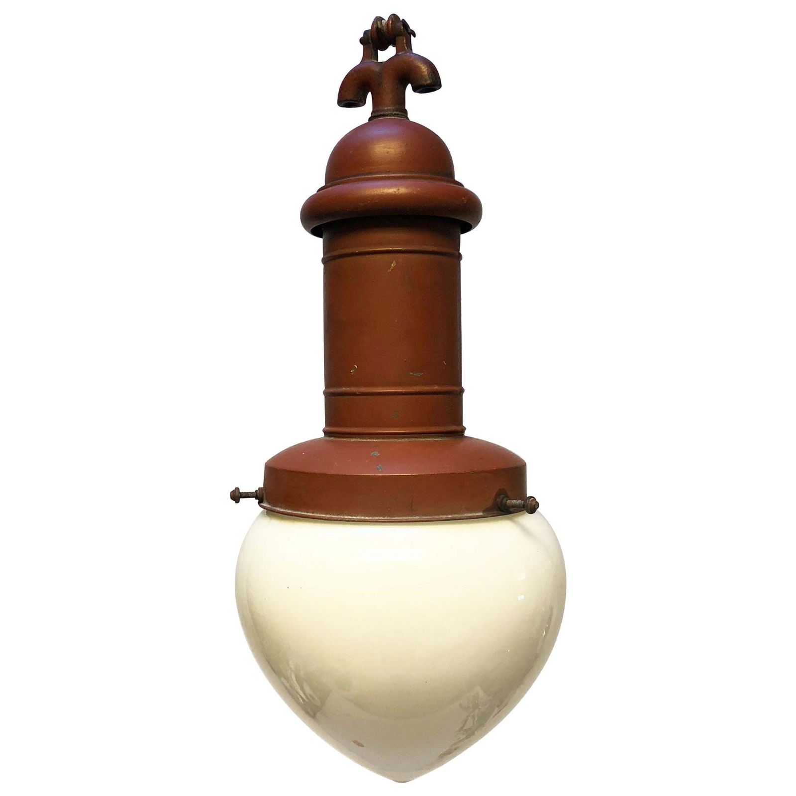 Rare Street Or Factory Pendant Lamp Opaline Glass From The 1900s