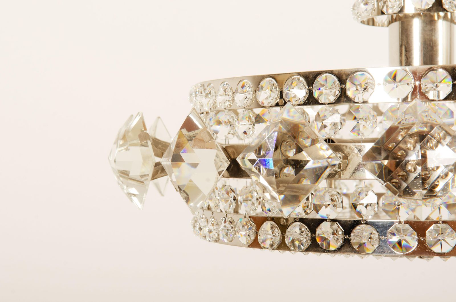 Chromed Brass And Glass Chandelier By Orrefors From The 1960s photo 1151.0