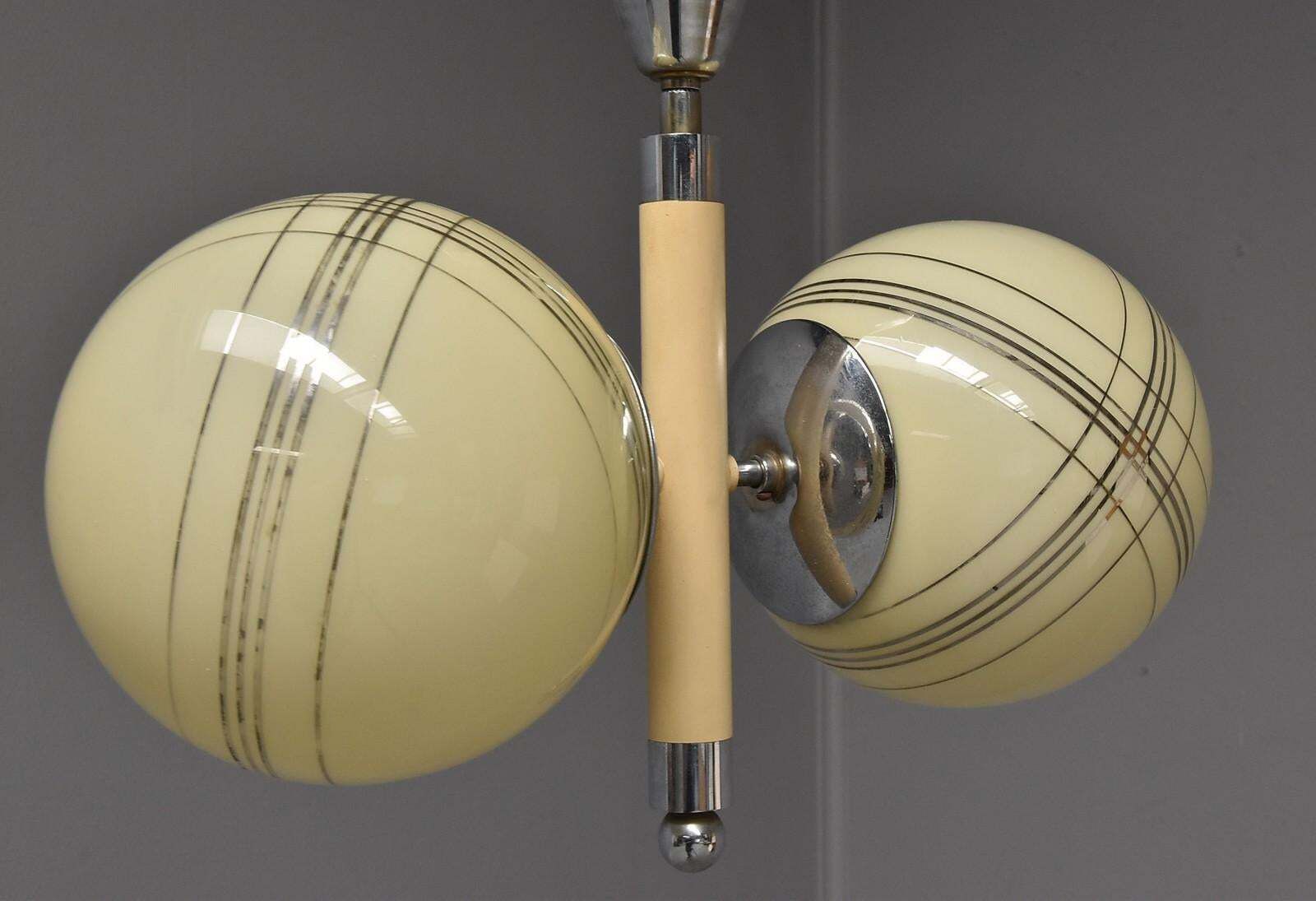 Art Deco Chandelier With Yellow Globes photo for sale