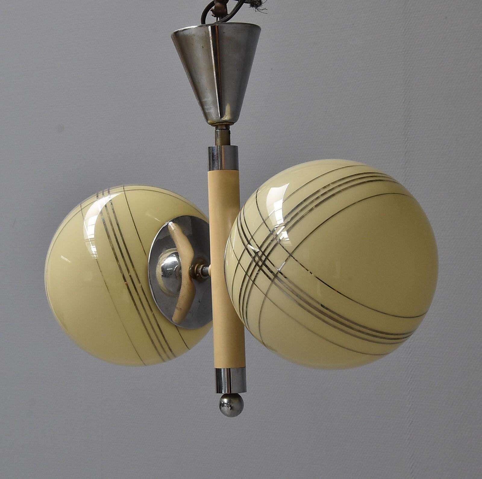 Art Deco Chandelier With Yellow Globes photo Lighting