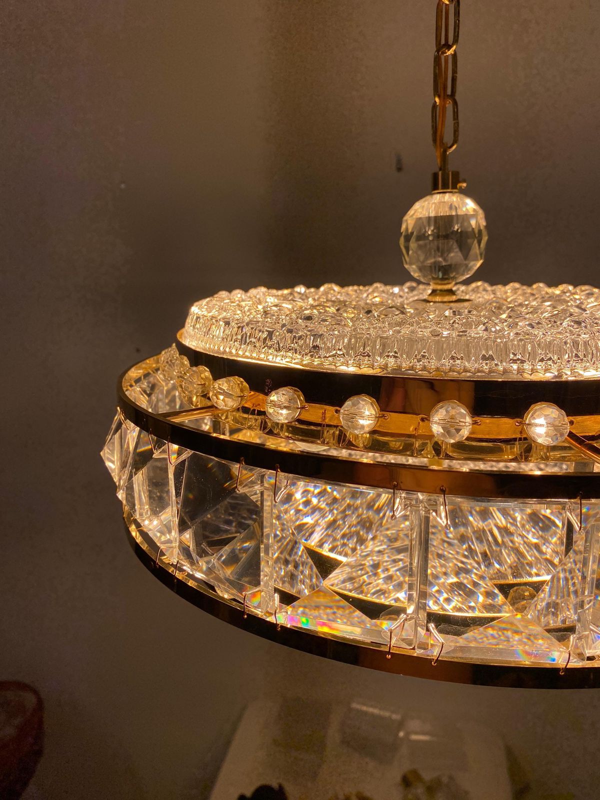 1151.0 Brass And Glass Chandelier By Orrefors From The 1960s photo