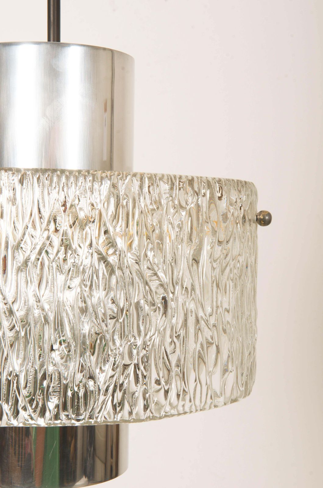 Midcentury J.T. Kalmar Structured Glass Pendant Lamp photo vintage