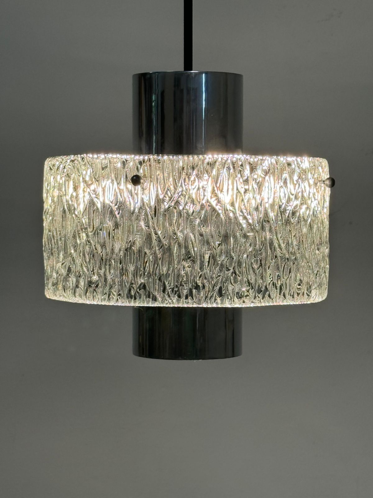 photo vinterior Midcentury J.T. Kalmar Structured Glass Pendant Lamp