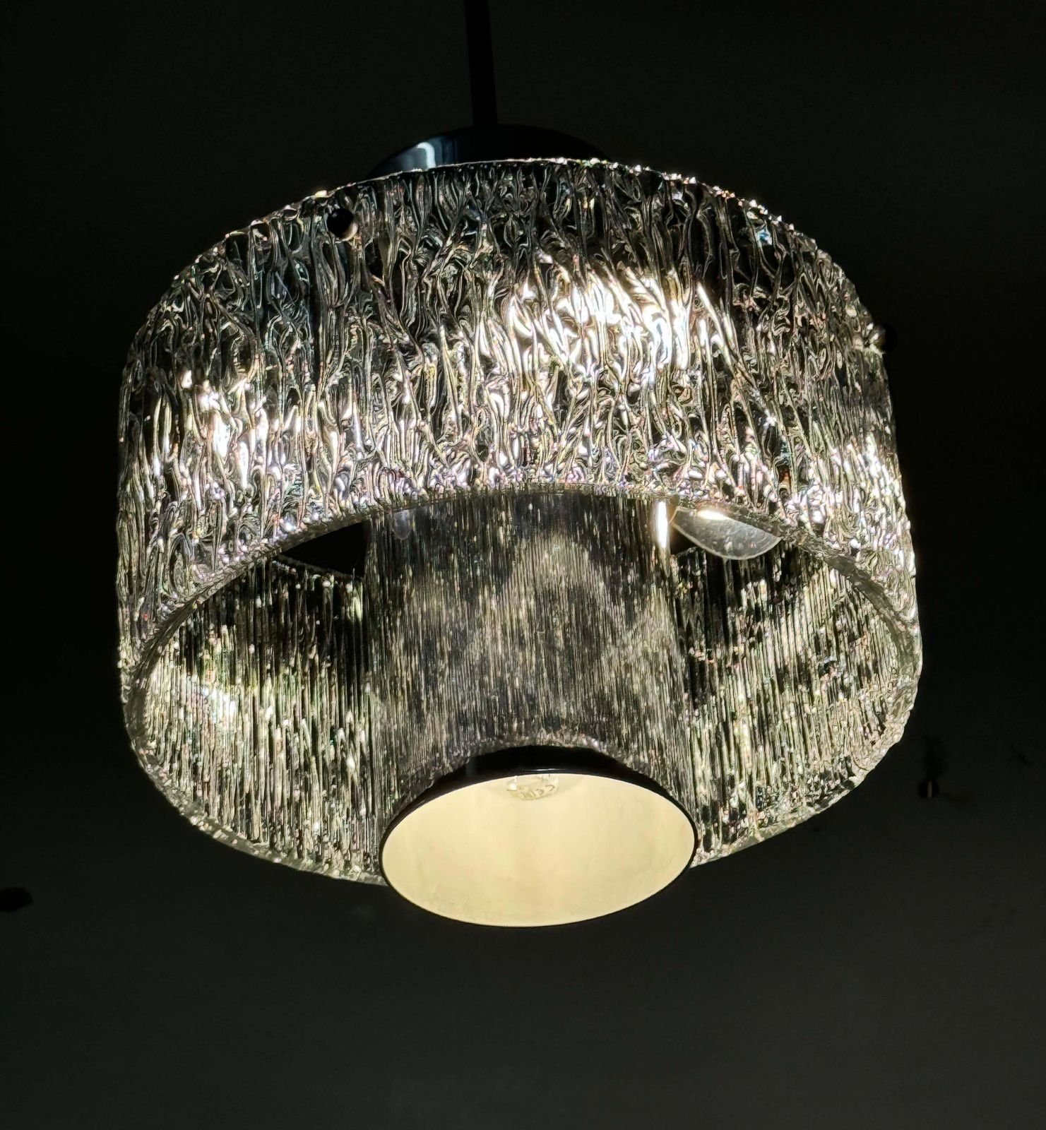photo buy Midcentury J.T. Kalmar Structured Glass Pendant Lamp