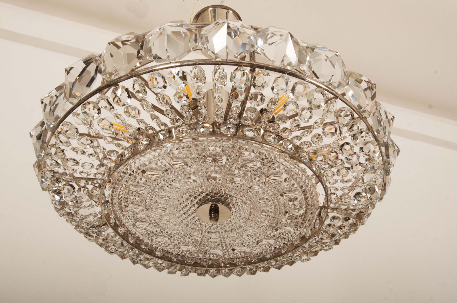 Chromed Brass And Glass Chandelier By Orrefors From The 1960s photo furniture
